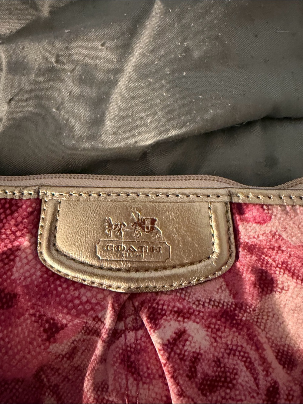Coach Pink Floral Leather-Trim Wristlet - Picture 2 of 2